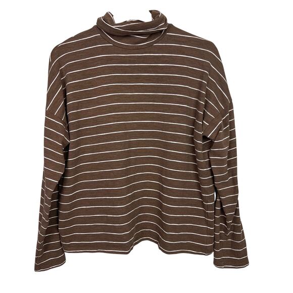 Madewell Tops - Madewell Brown and White Striped Long Sleeve Tee